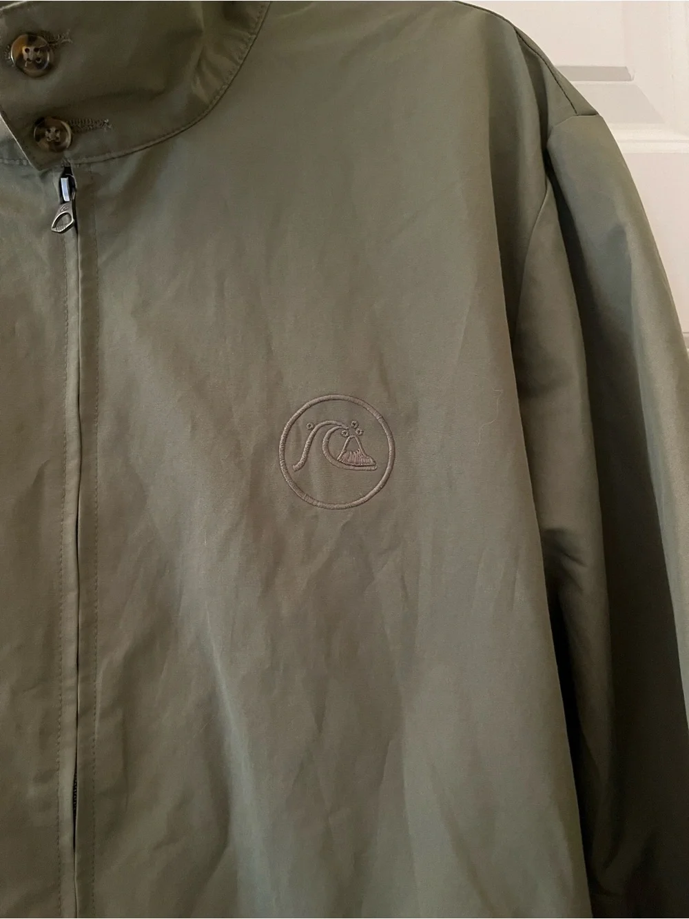 Men’s olive green Quiksilver cotton-blend Harrington jacket lightweight XL